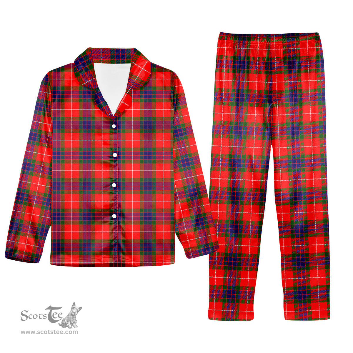 ScotsTee Shop Scottish Fraser Modern Tartan Pajama Satin Velvet Flannel Pajama Set