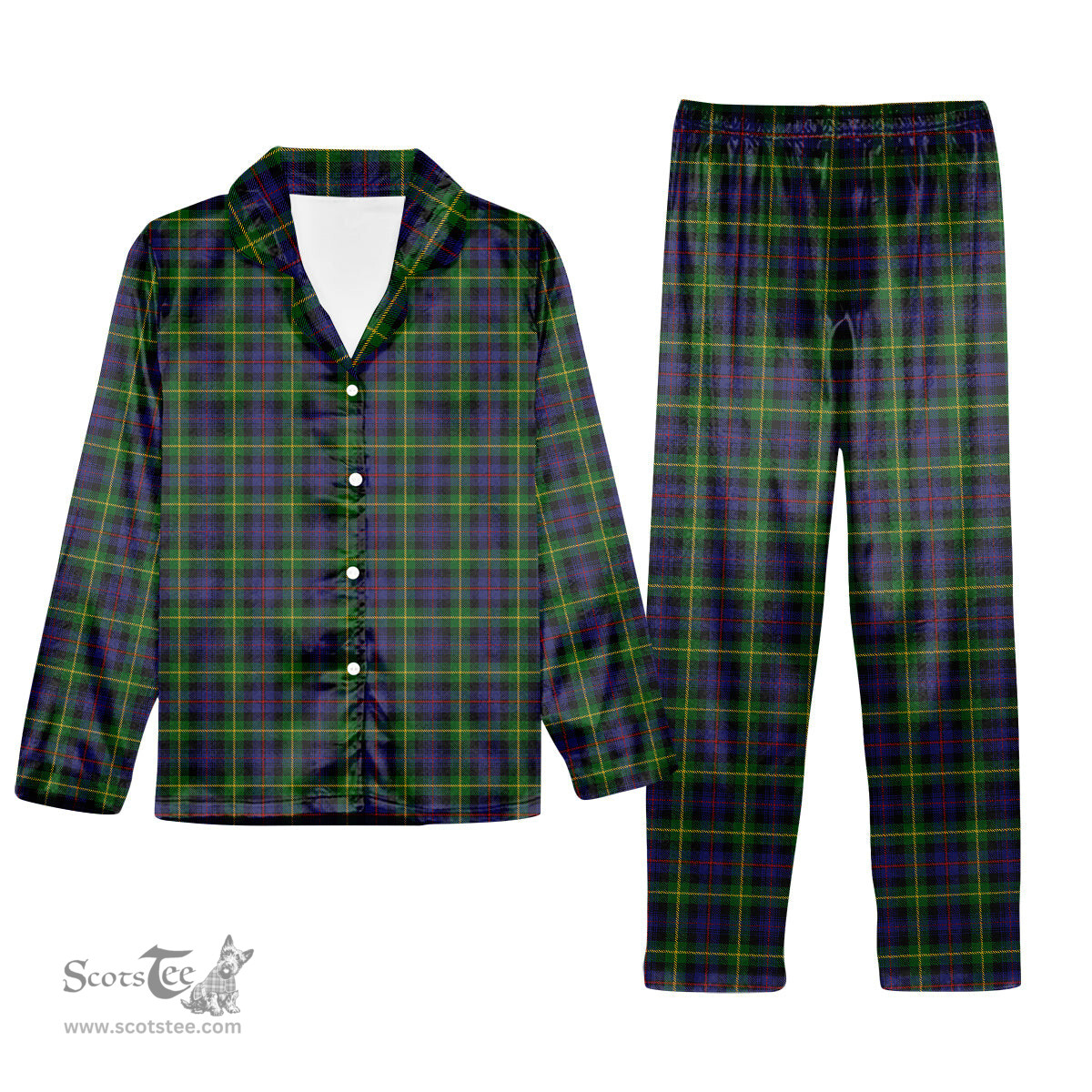 ScotsTee Shop Scottish Farquharson Tartan Pajama Satin Velvet Flannel Pajama Set