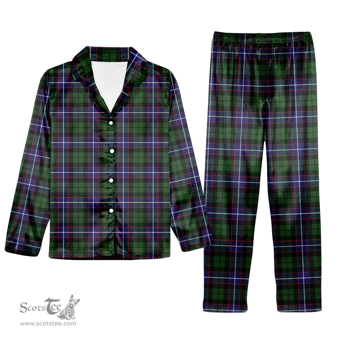 ScotsTee Shop Scottish Galbraith Modern Tartan Pajama Satin Velvet Flannel Pajama Set