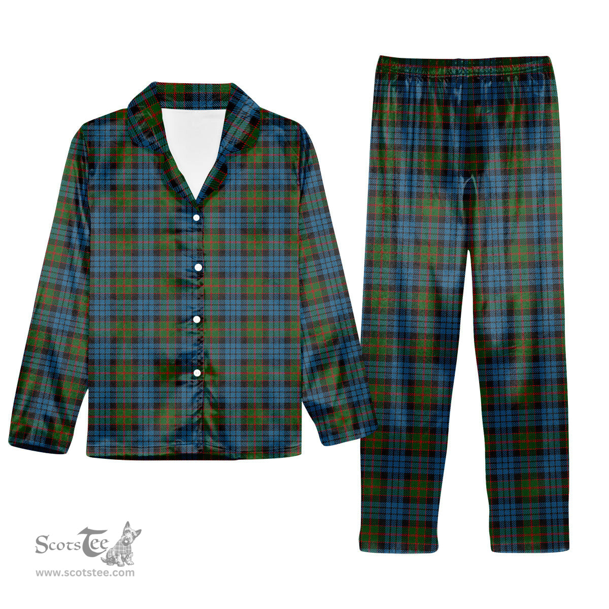 ScotsTee Shop Scottish Fletcher of Dunans Tartan Pajama Satin Velvet Flannel Pajama Set