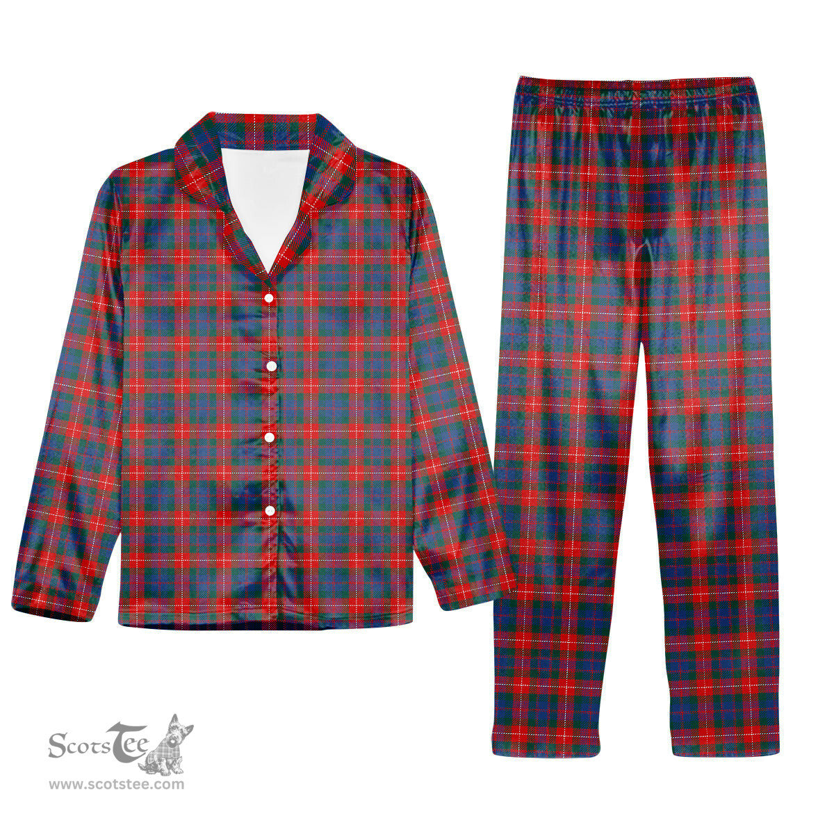 ScotsTee Shop Scottish Fraser of Lovat Modern Tartan Pajama Satin Velvet Flannel Pajama Set