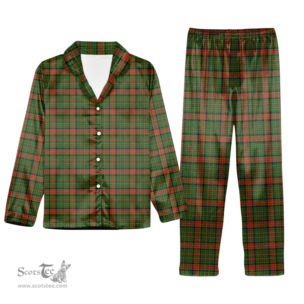 ScotsTee Shop Scottish Dalrymple of Castleton Tartan Pajama Satin Velvet Flannel Pajama Set