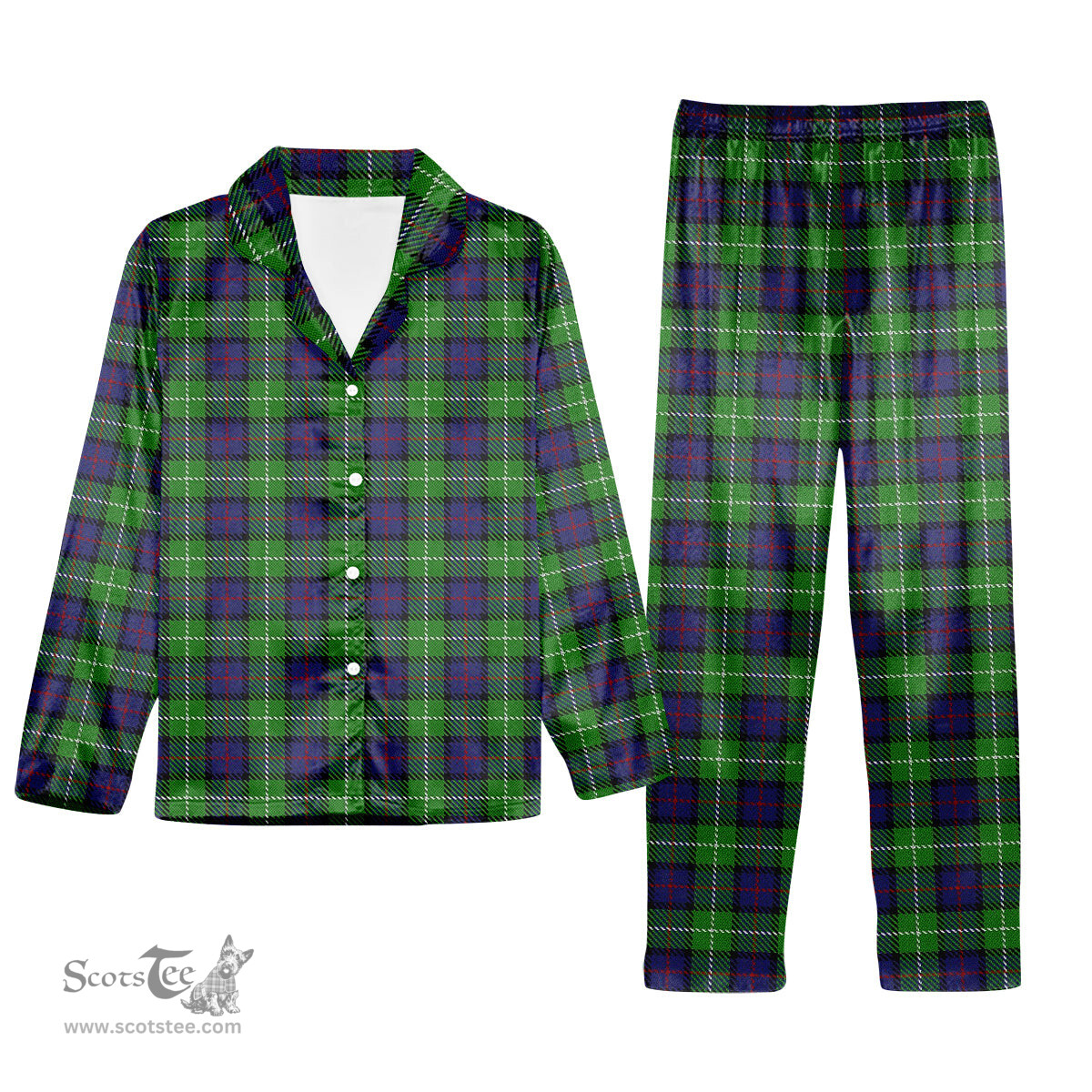 ScotsTee Shop Scottish Davidson of Tulloch Tartan Pajama Satin Velvet Flannel Pajama Set