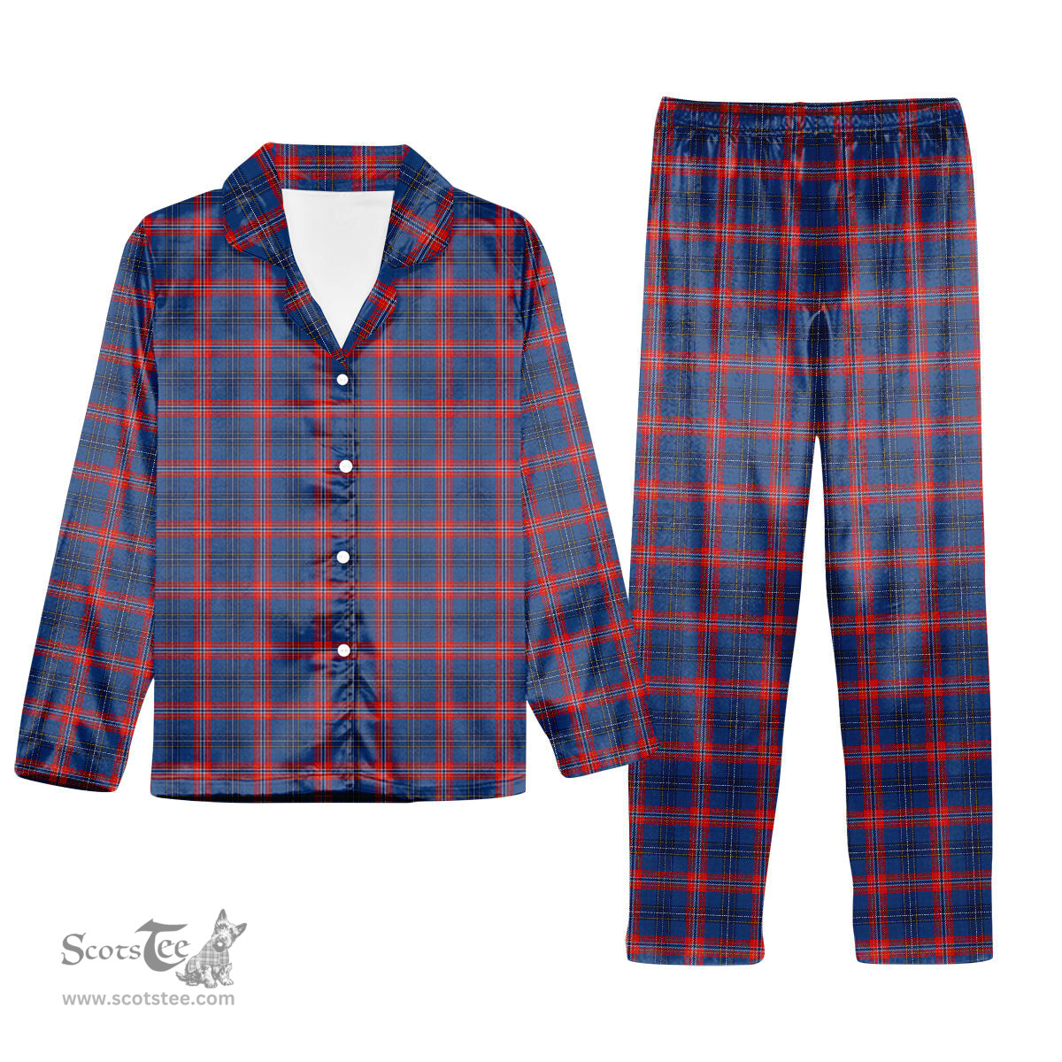 ScotsTee Shop Scottish Dundee University Tartan Pajama Satin Velvet Flannel Pajama Set