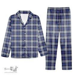 ScotsTee Shop Scottish Gillies Dress Blue Tartan Pajama Satin Velvet Flannel Pajama Set