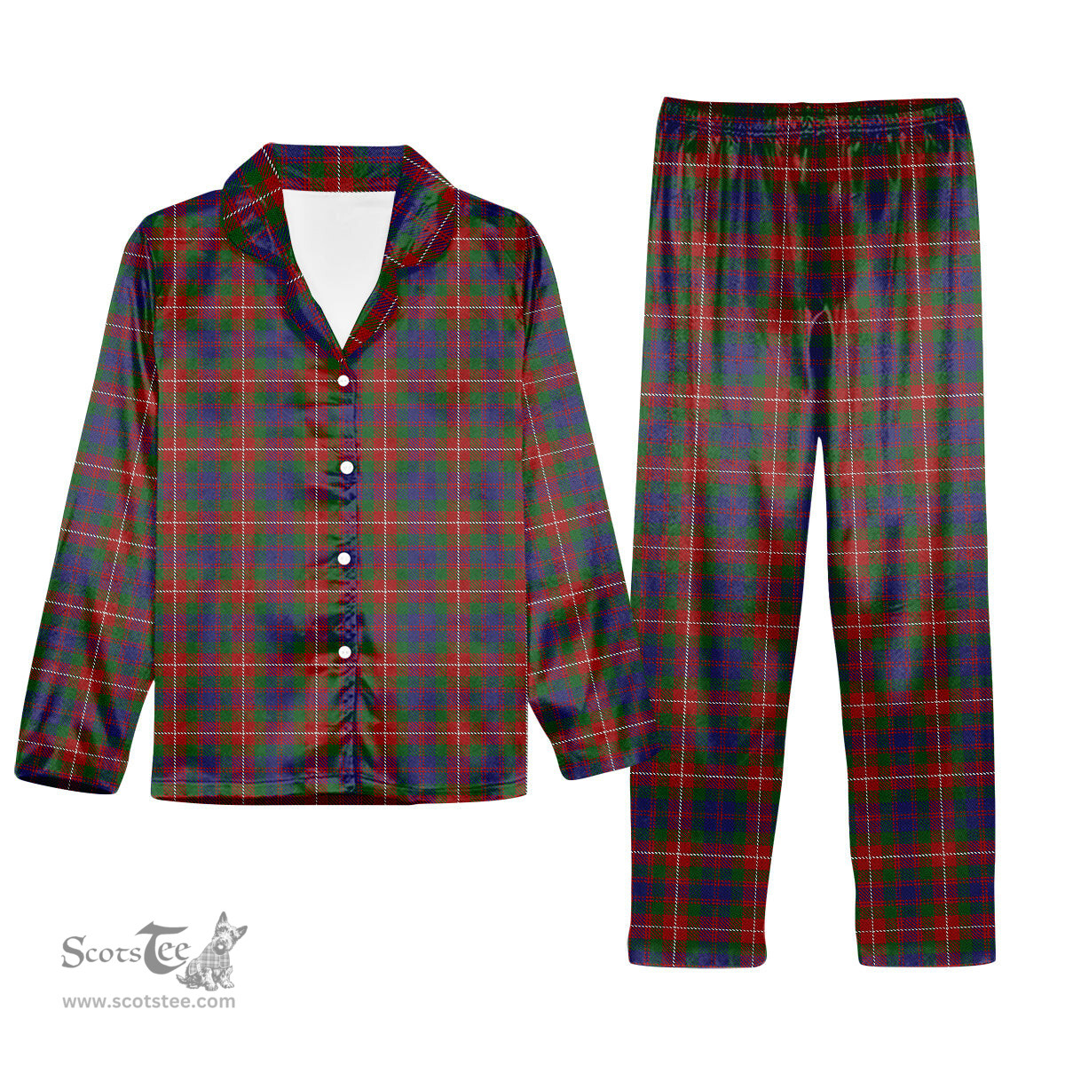 ScotsTee Shop Scottish Fraser of Lovat Tartan Pajama Satin Velvet Flannel Pajama Set