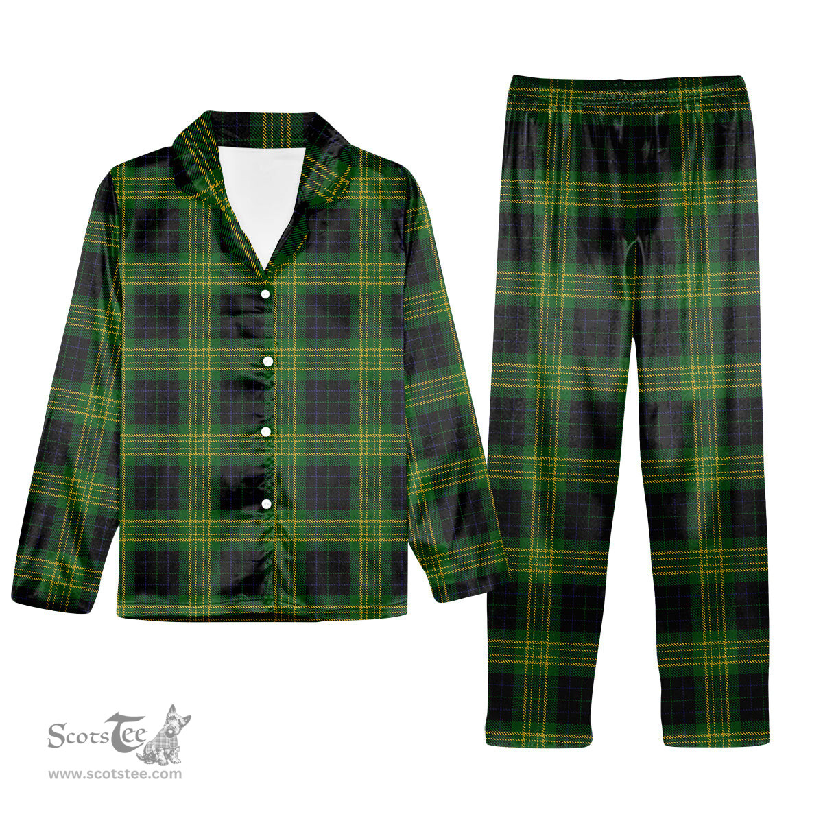 ScotsTee Shop Scottish Fitzpatrick Hunting Tartan Pajama Satin Velvet Flannel Pajama Set