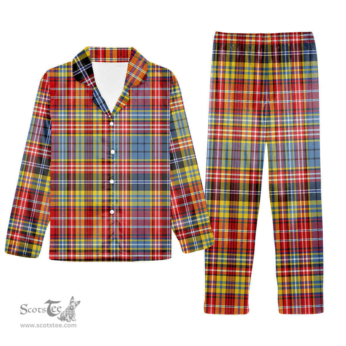 ScotsTee Shop Scottish Drummond of Strathallan Modern Tartan Pajama Satin Velvet Flannel Pajama Set