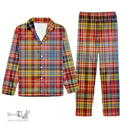 ScotsTee Shop Scottish Drummond of Strathallan Modern Tartan Pajama Satin Velvet Flannel Pajama Set