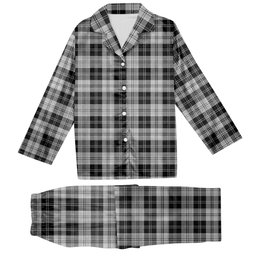 ScotsTee Shop Scottish Erskine Black and White Tartan Pajama Satin Velvet Flannel Pajama Set