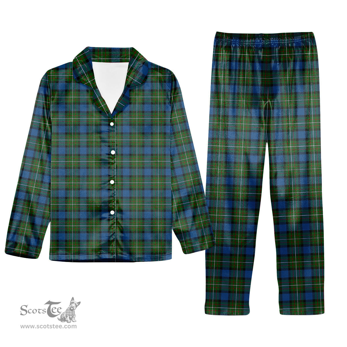 ScotsTee Shop Scottish Ferguson of Atholl Tartan Pajama Satin Velvet Flannel Pajama Set