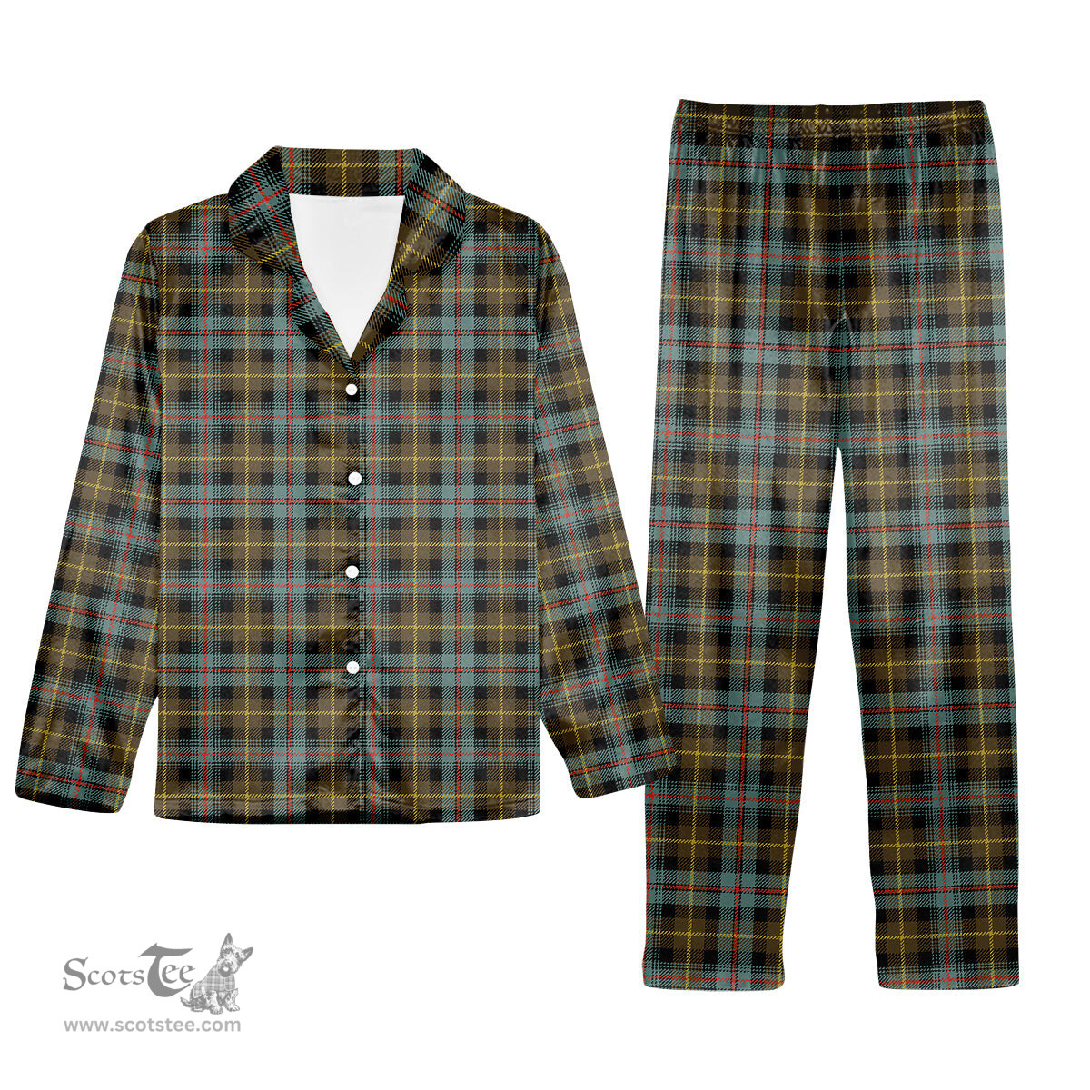 ScotsTee Shop Scottish Farquharson Weathered Tartan Pajama Satin Velvet Flannel Pajama Set