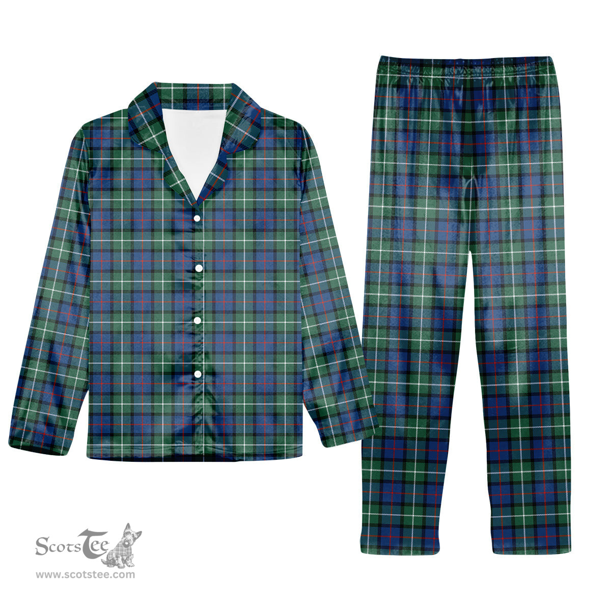 ScotsTee Shop Scottish Davidson of Tulloch SC Tartan Pajama Satin Velvet Flannel Pajama Set