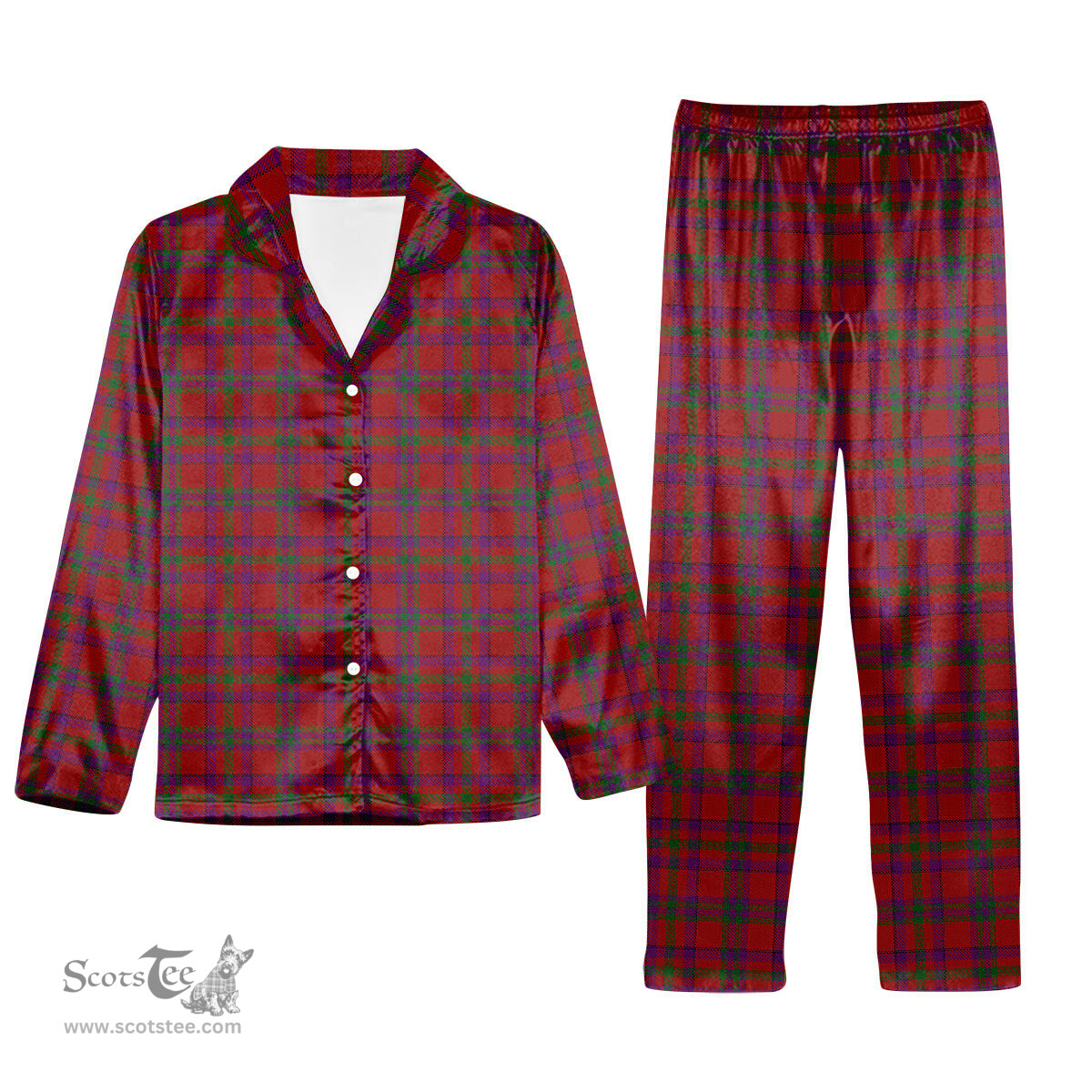 ScotsTee Shop Scottish Fiddes 3 Tartan Pajama Satin Velvet Flannel Pajama Set