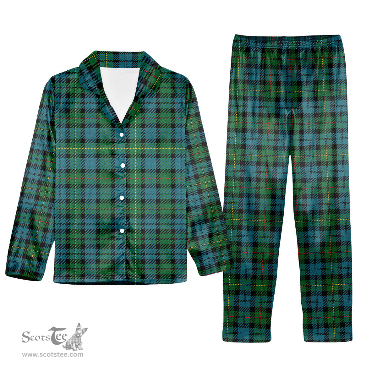 ScotsTee Shop Scottish Ewing Ancient Tartan Pajama Satin Velvet Flannel Pajama Set