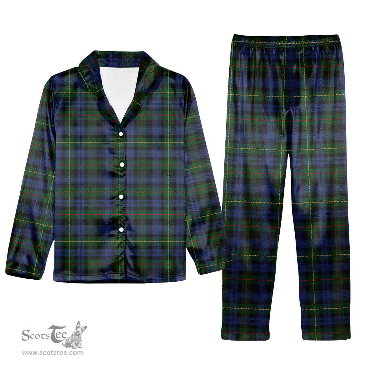 ScotsTee Shop Scottish Farquharson Vestiarium Scoticum Tartan Pajama Satin Velvet Flannel Pajama Set