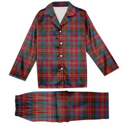 ScotsTee Shop Scottish Fitzgerald Red Tartan Pajama Satin Velvet Flannel Pajama Set