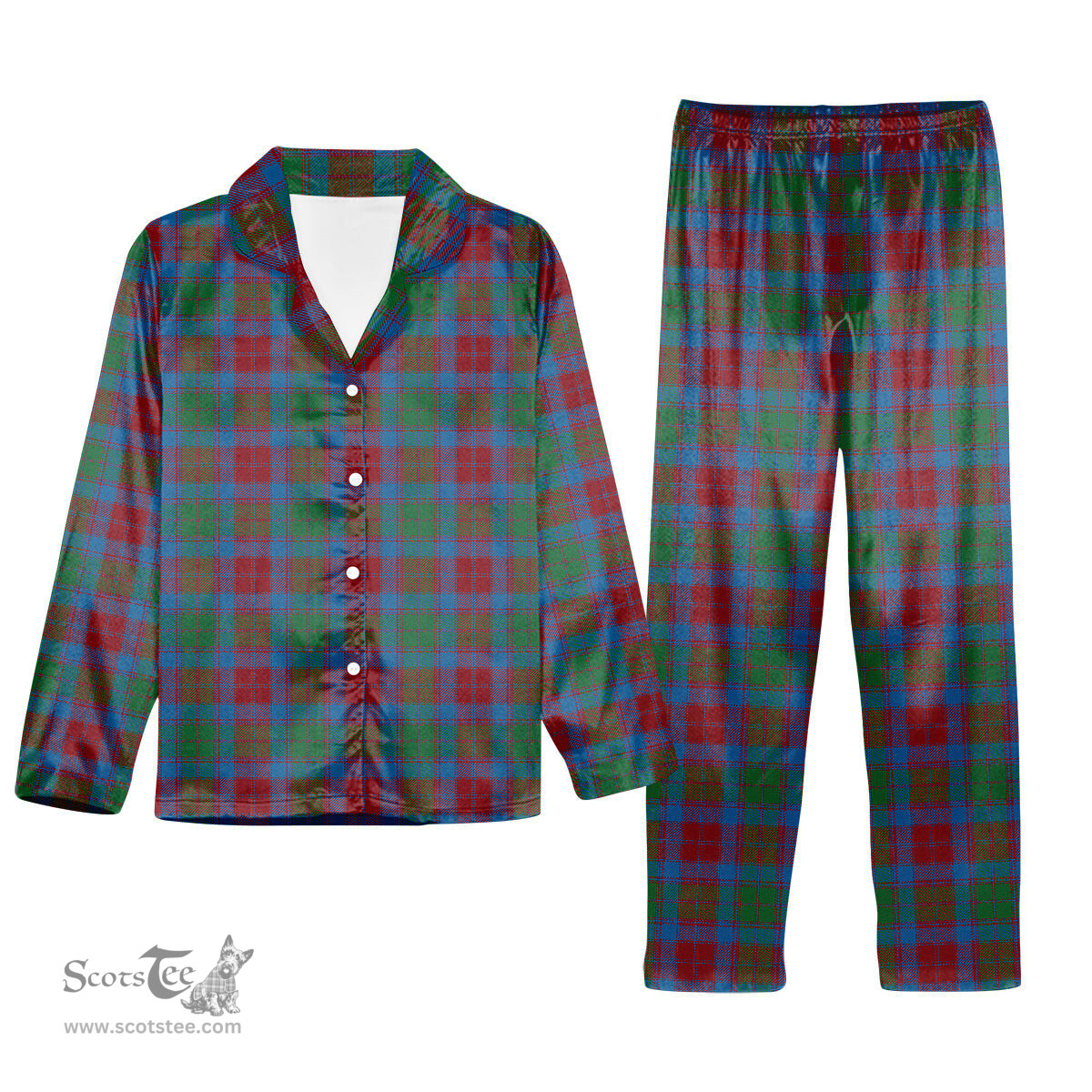 ScotsTee Shop Scottish Fraser of Altyre Ancient Tartan Pajama Satin Velvet Flannel Pajama Set