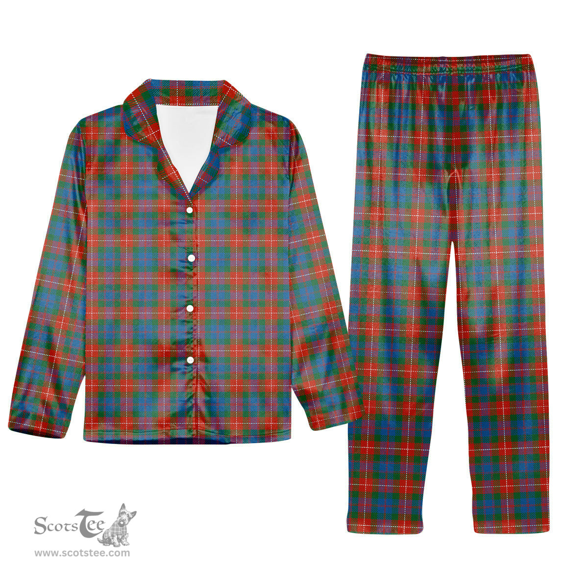 ScotsTee Shop Scottish Fraser of Lovat Ancient Tartan Pajama Satin Velvet Flannel Pajama Set
