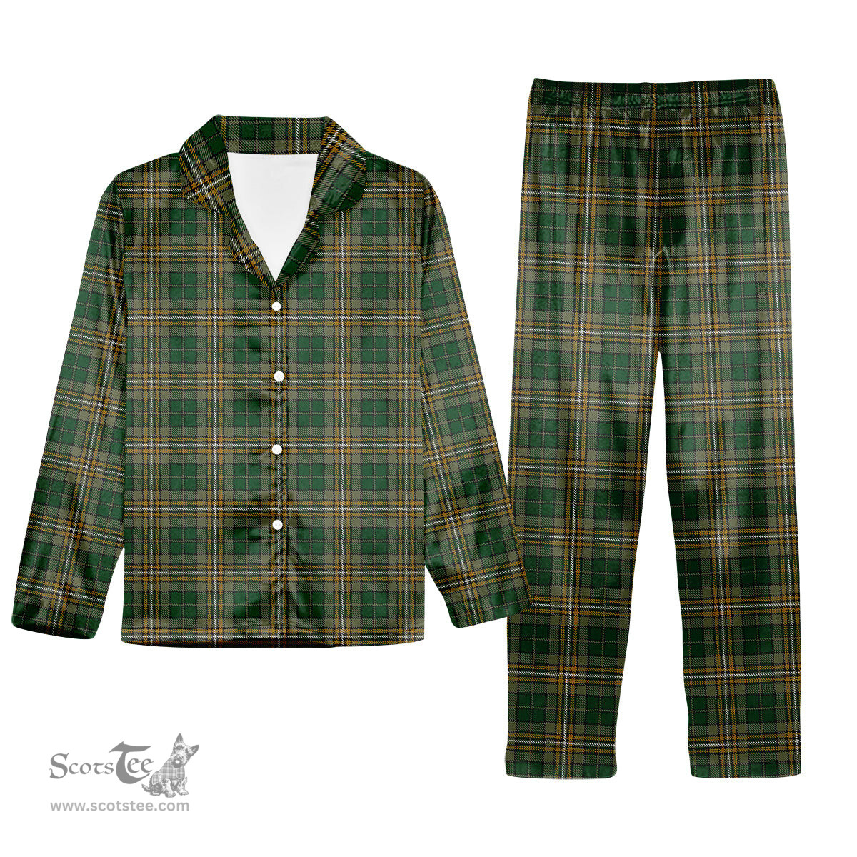 ScotsTee Shop Scottish Fitzsimmons Tartan Pajama Satin Velvet Flannel Pajama Set
