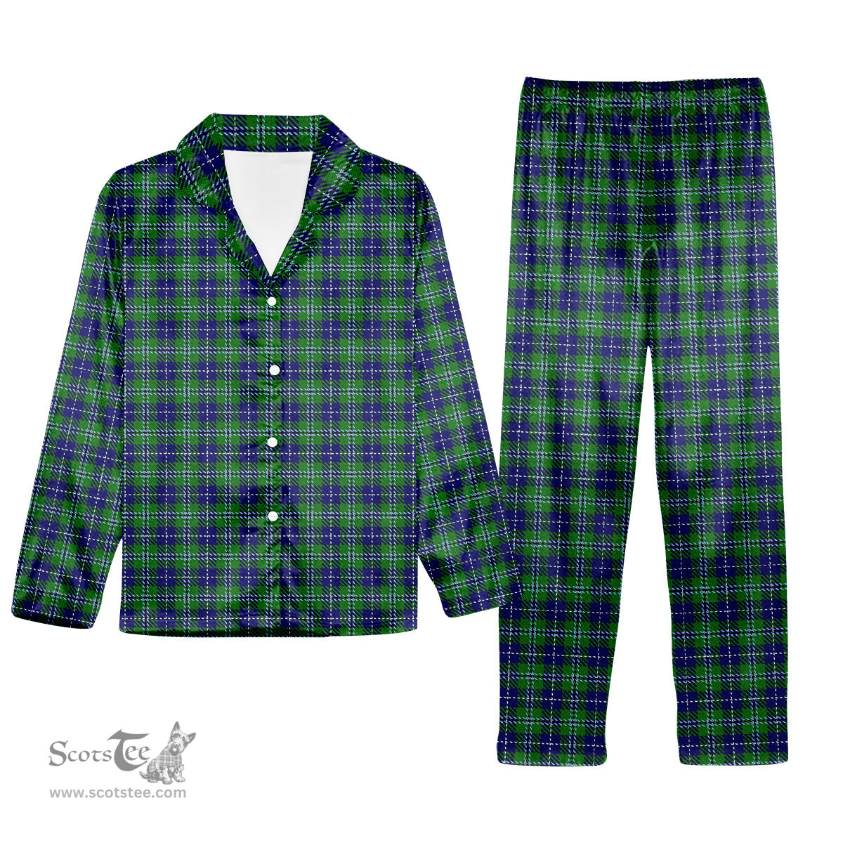 ScotsTee Shop Scottish Douglas Tartan Pajama Satin Velvet Flannel Pajama Set