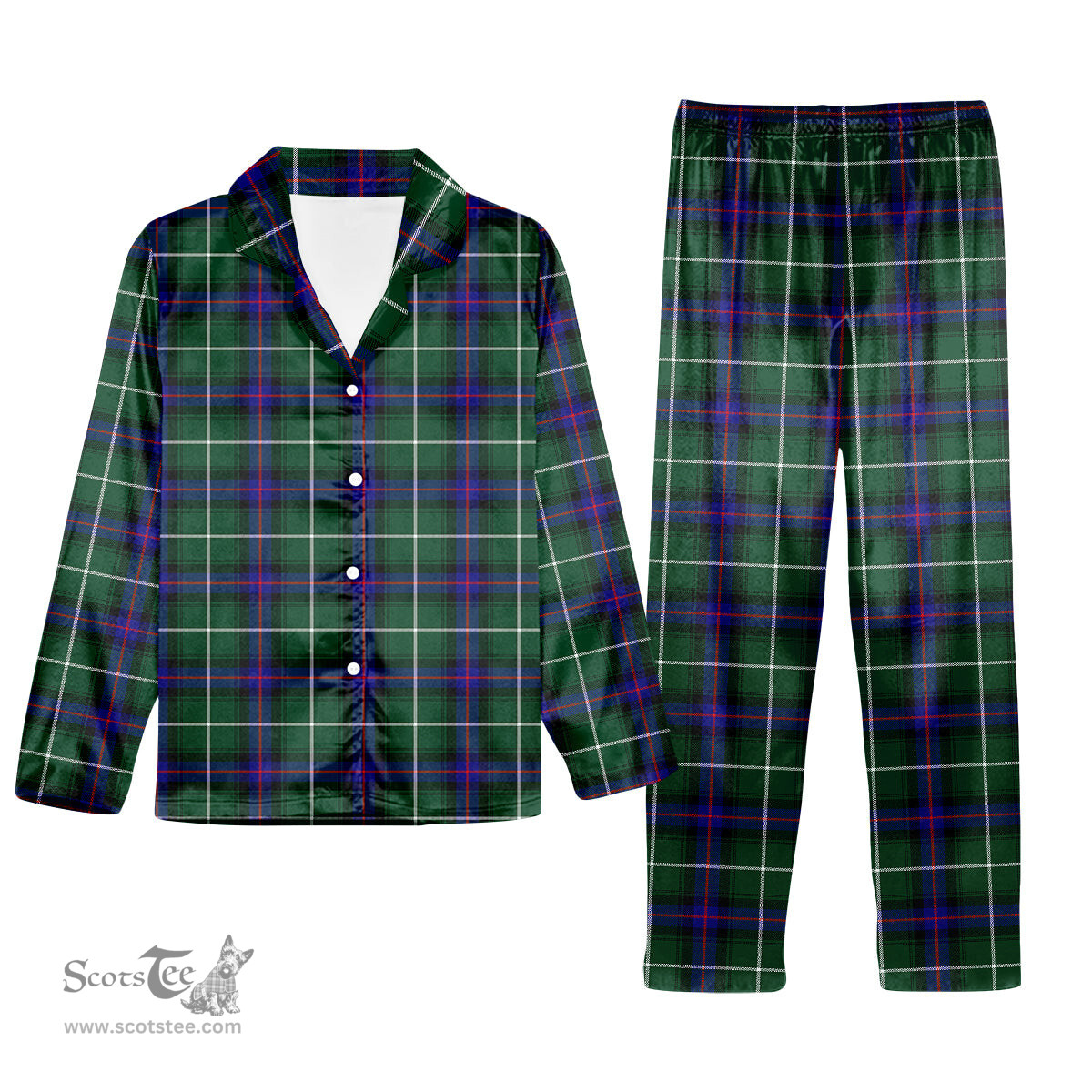 ScotsTee Shop Scottish Donald of the Isles Hunting Modern Tartan Pajama Satin Velvet Flannel Pajama Set