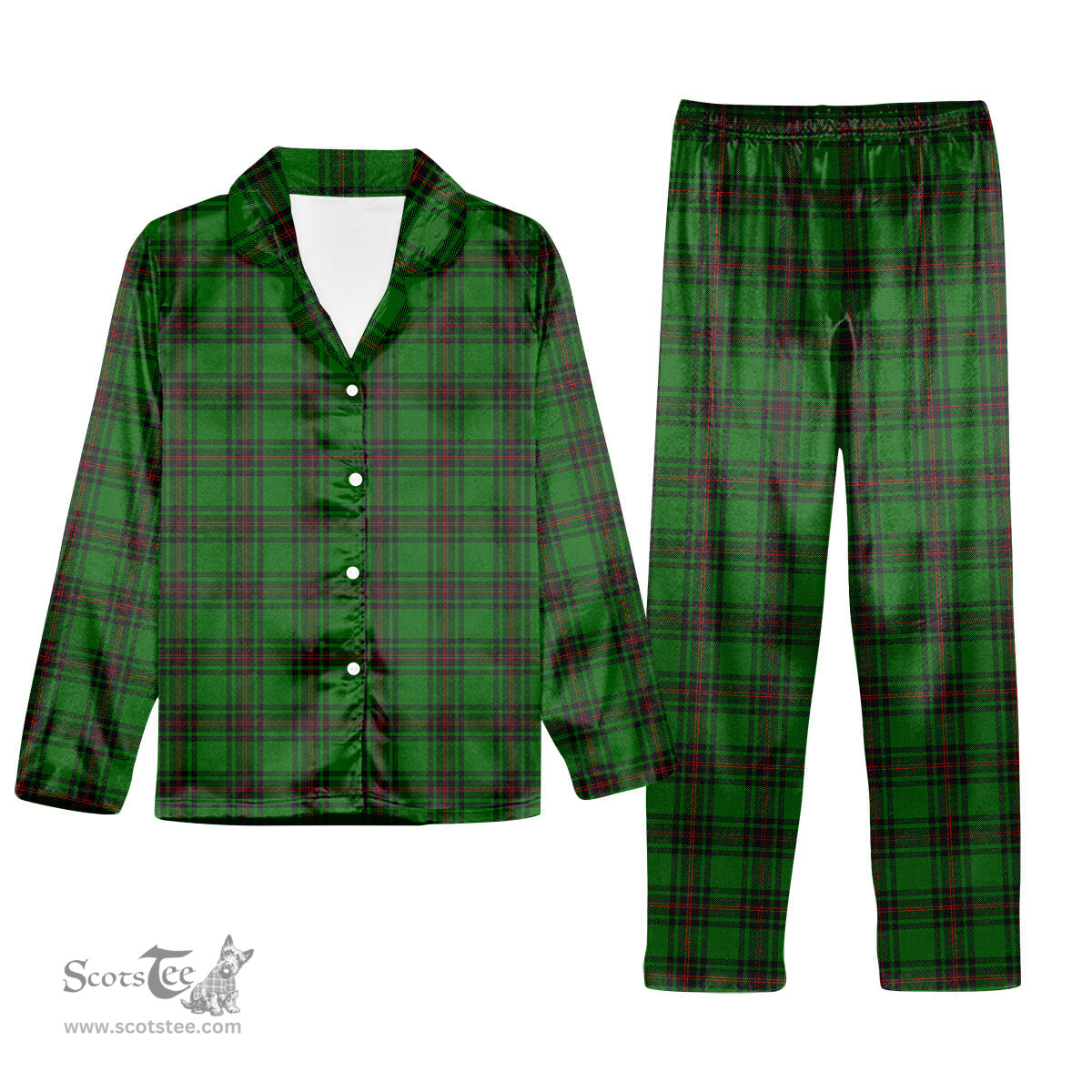ScotsTee Shop Scottish Fife District Tartan Pajama Satin Velvet Flannel Pajama Set