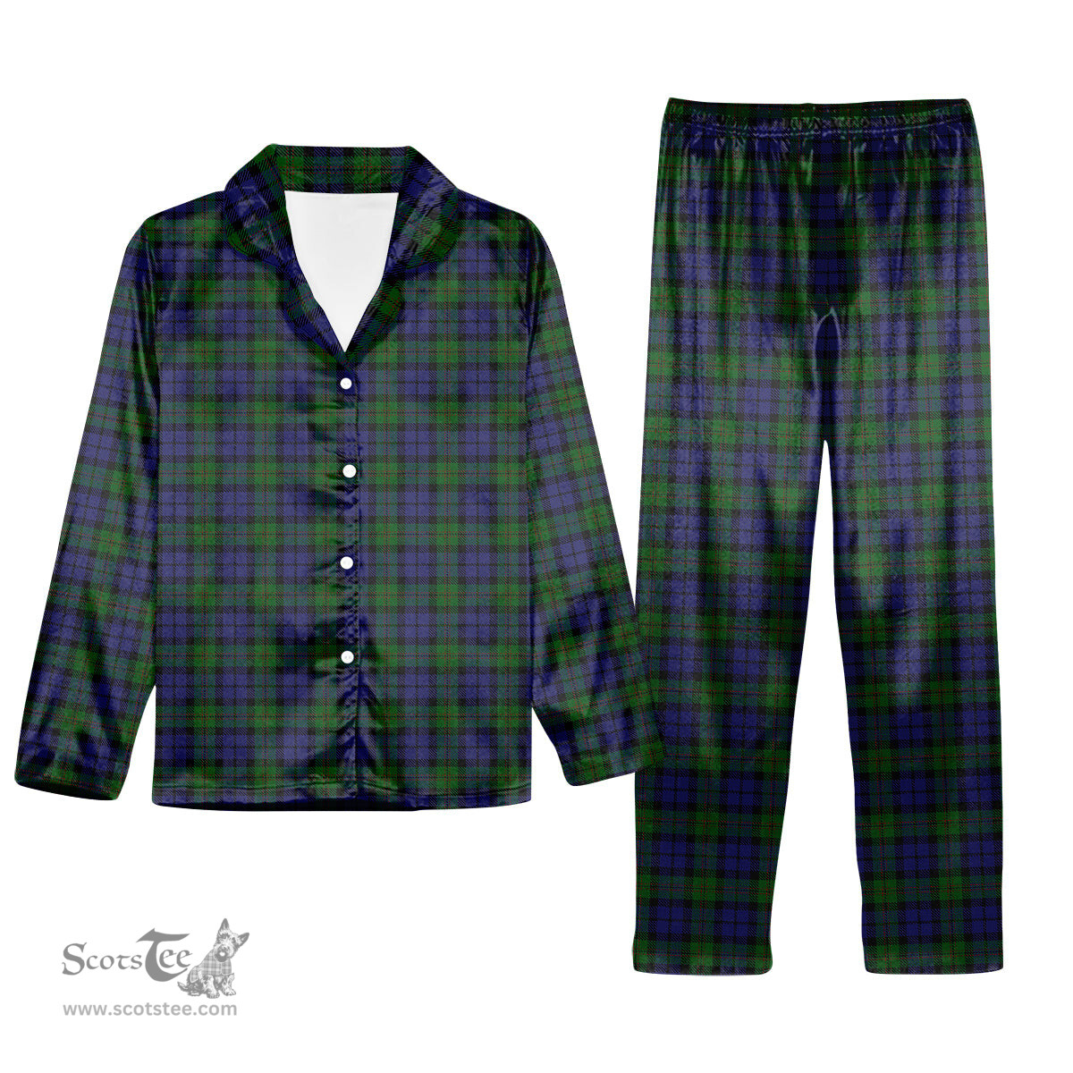 ScotsTee Shop Scottish Dundas Tartan Pajama Satin Velvet Flannel Pajama Set