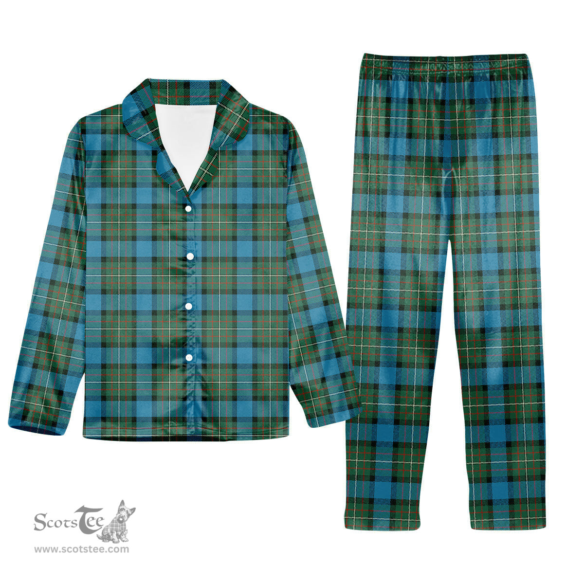 ScotsTee Shop Scottish Fergusson Ancient #2 Tartan Pajama Satin Velvet Flannel Pajama Set