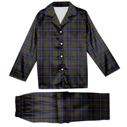 ScotsTee Shop Scottish Douglas Brown Tartan Pajama Satin Velvet Flannel Pajama Set