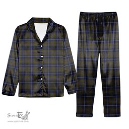 ScotsTee Shop Scottish Douglas Brown Tartan Pajama Satin Velvet Flannel Pajama Set