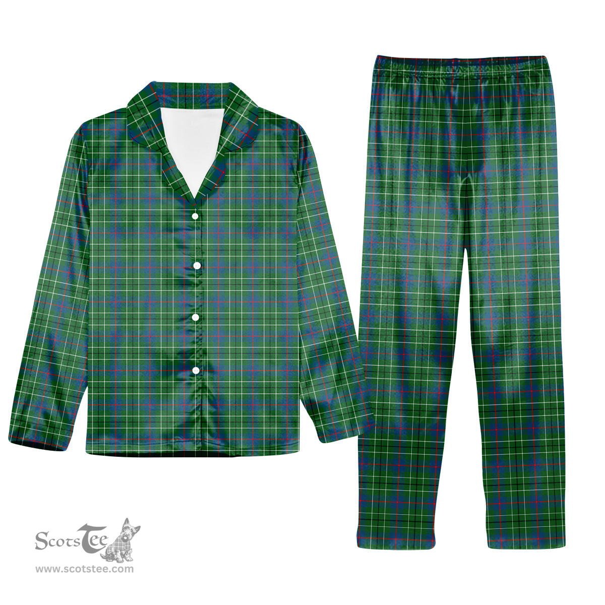 ScotsTee Shop Scottish Duncan Ancient Tartan Pajama Satin Velvet Flannel Pajama Set