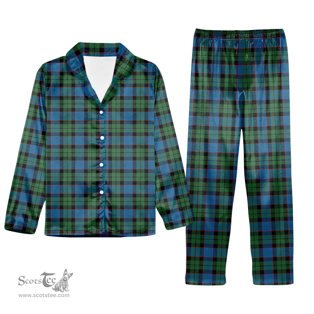 ScotsTee Shop Scottish Fergusson of Balquhidder Ancient Tartan Pajama Satin Velvet Flannel Pajama Set