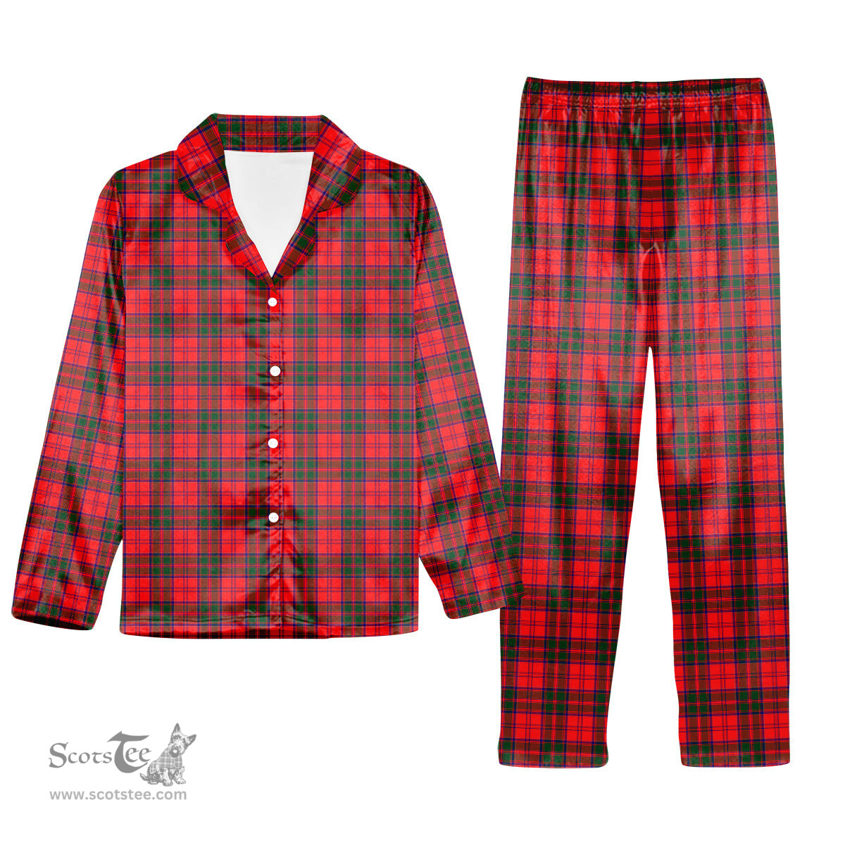 ScotsTee Shop Scottish Drummond Modern Tartan Pajama Satin Velvet Flannel Pajama Set