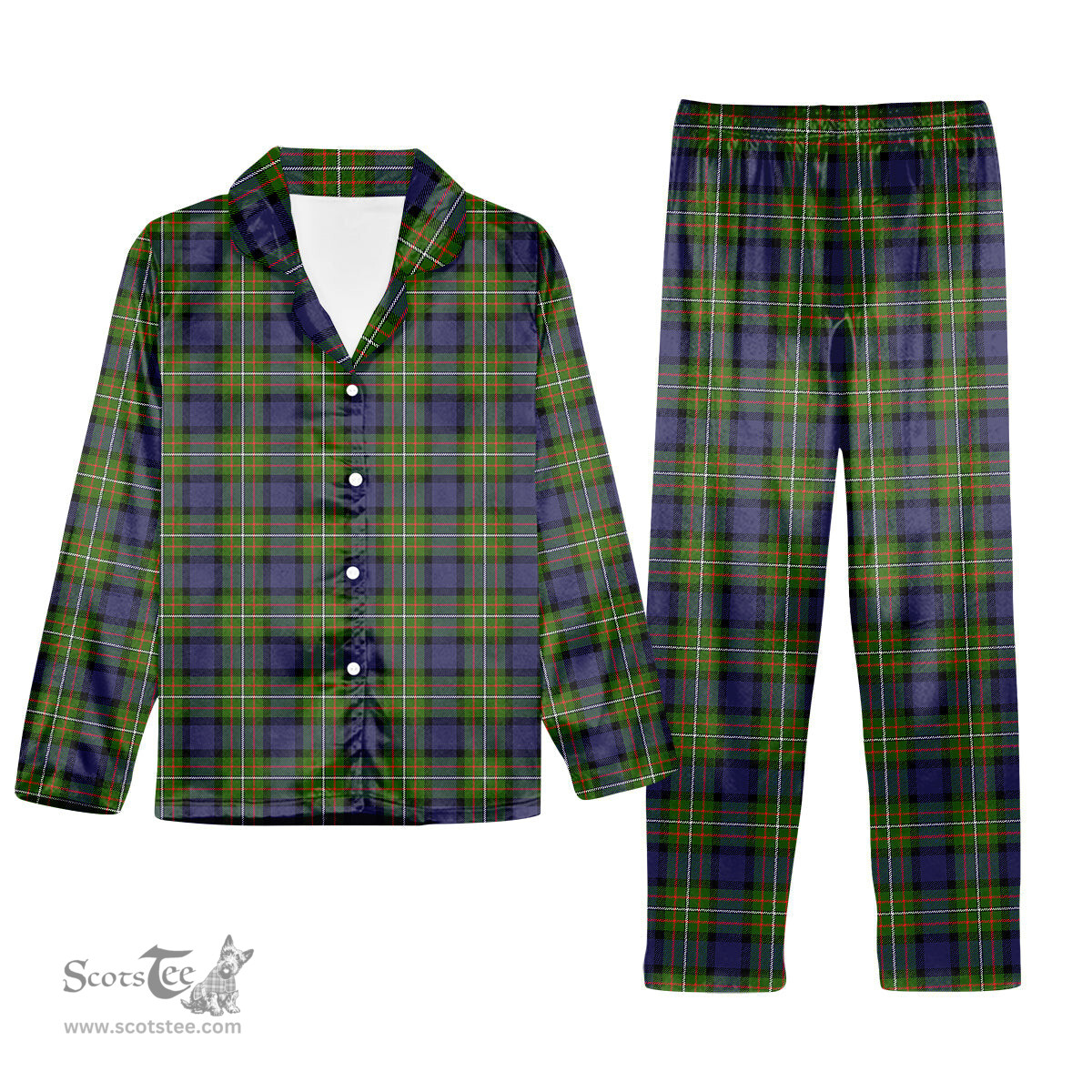 ScotsTee Shop Scottish Ferguson Modern Tartan Pajama Satin Velvet Flannel Pajama Set