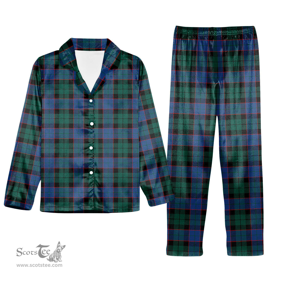 ScotsTee Shop Scottish Fergusson of Balquhidder Modern Tartan Pajama Satin Velvet Flannel Pajama Set