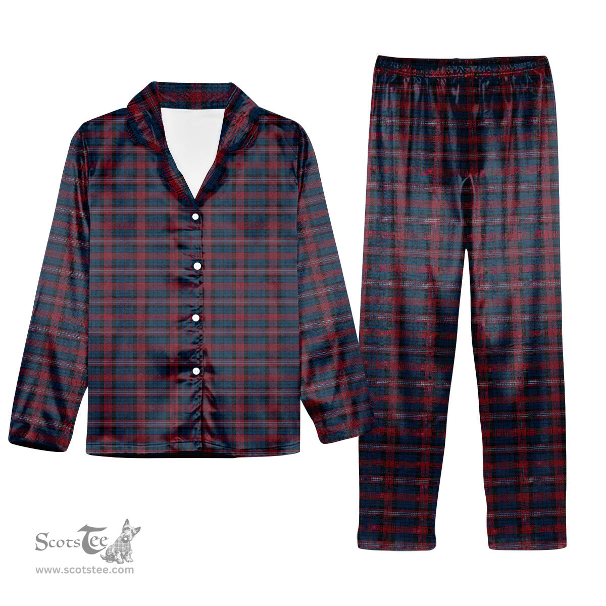 ScotsTee Shop Scottish Evans of Wales Tartan Pajama Satin Velvet Flannel Pajama Set