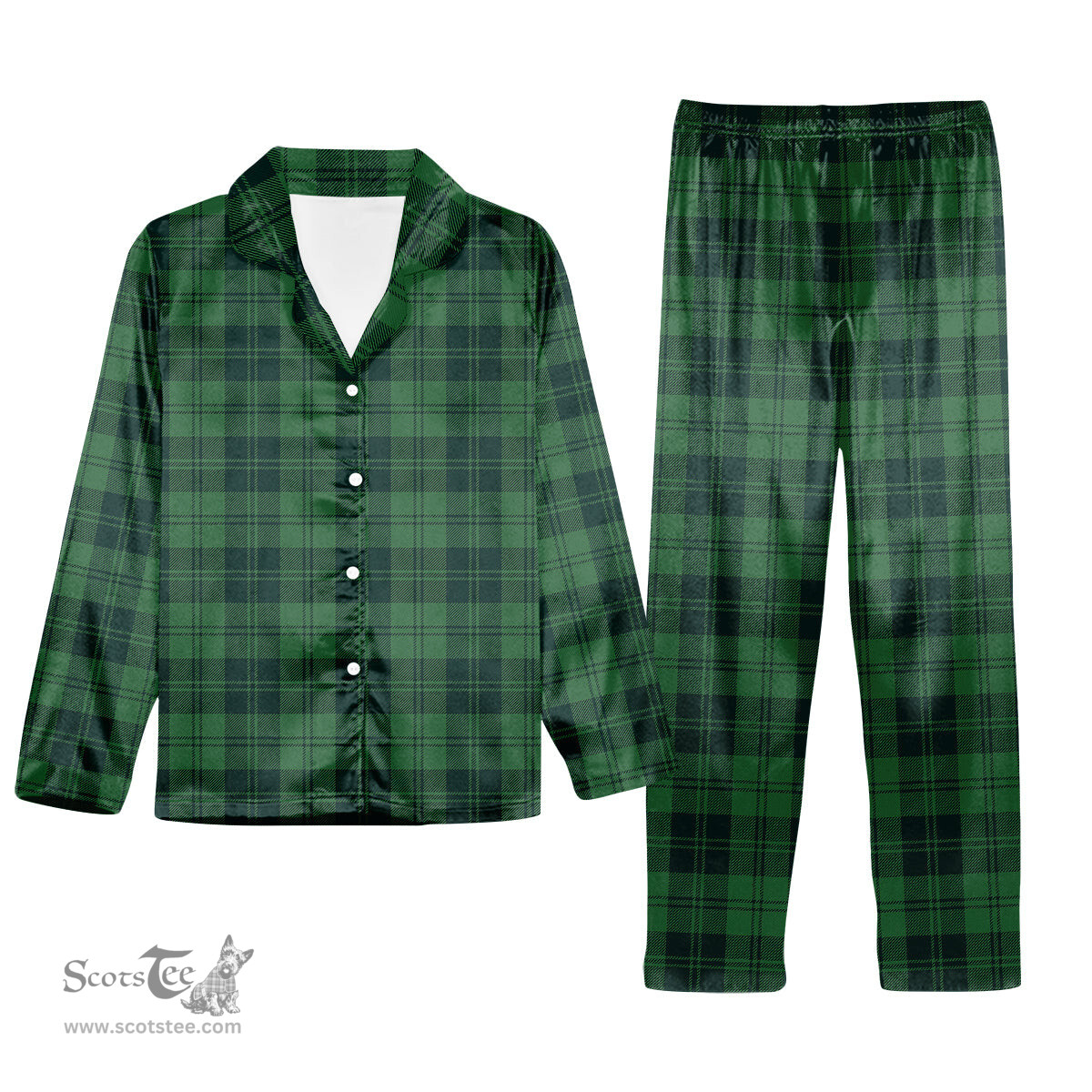 ScotsTee Shop Scottish Erskine Hunting Modern Tartan Pajama Satin Velvet Flannel Pajama Set