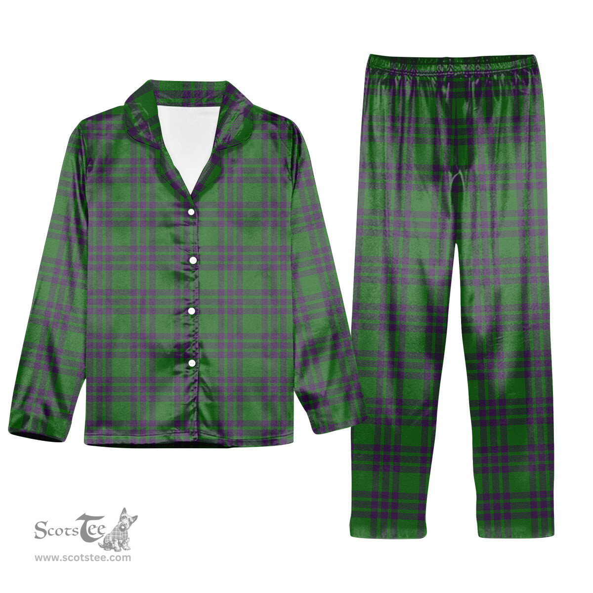 ScotsTee Shop Scottish Elphinstone Ancient Tartan Pajama Satin Velvet Flannel Pajama Set