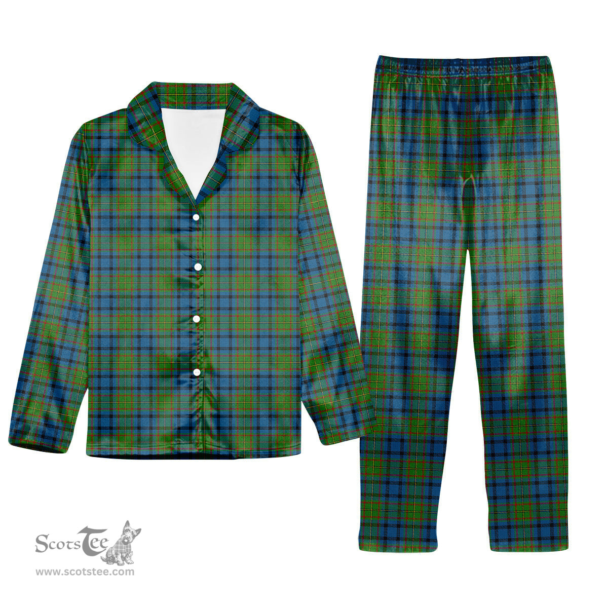 ScotsTee Shop Scottish Gillies 2 Tartan Pajama Satin Velvet Flannel Pajama Set