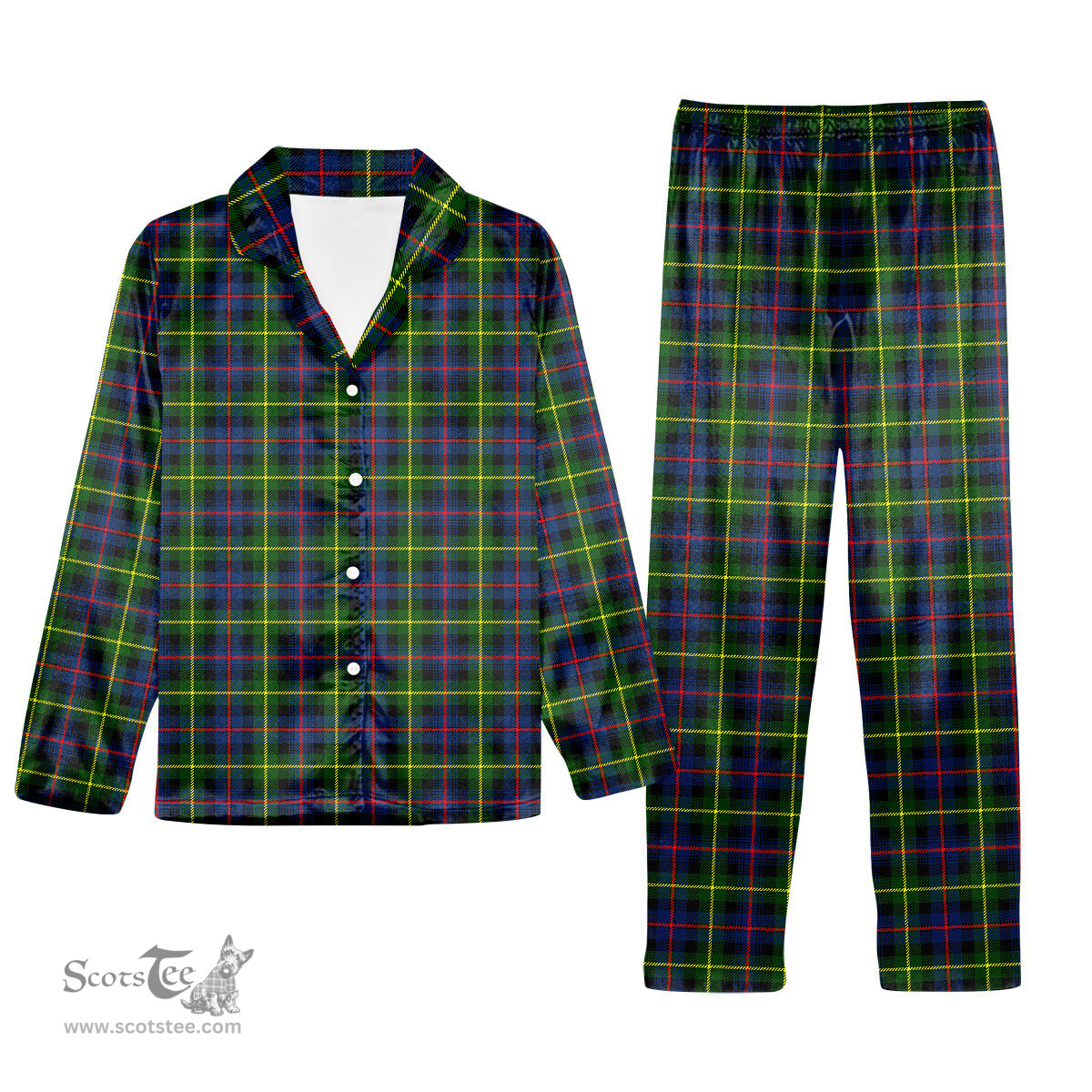ScotsTee Shop Scottish Farquharson Modern Tartan Pajama Satin Velvet Flannel Pajama Set