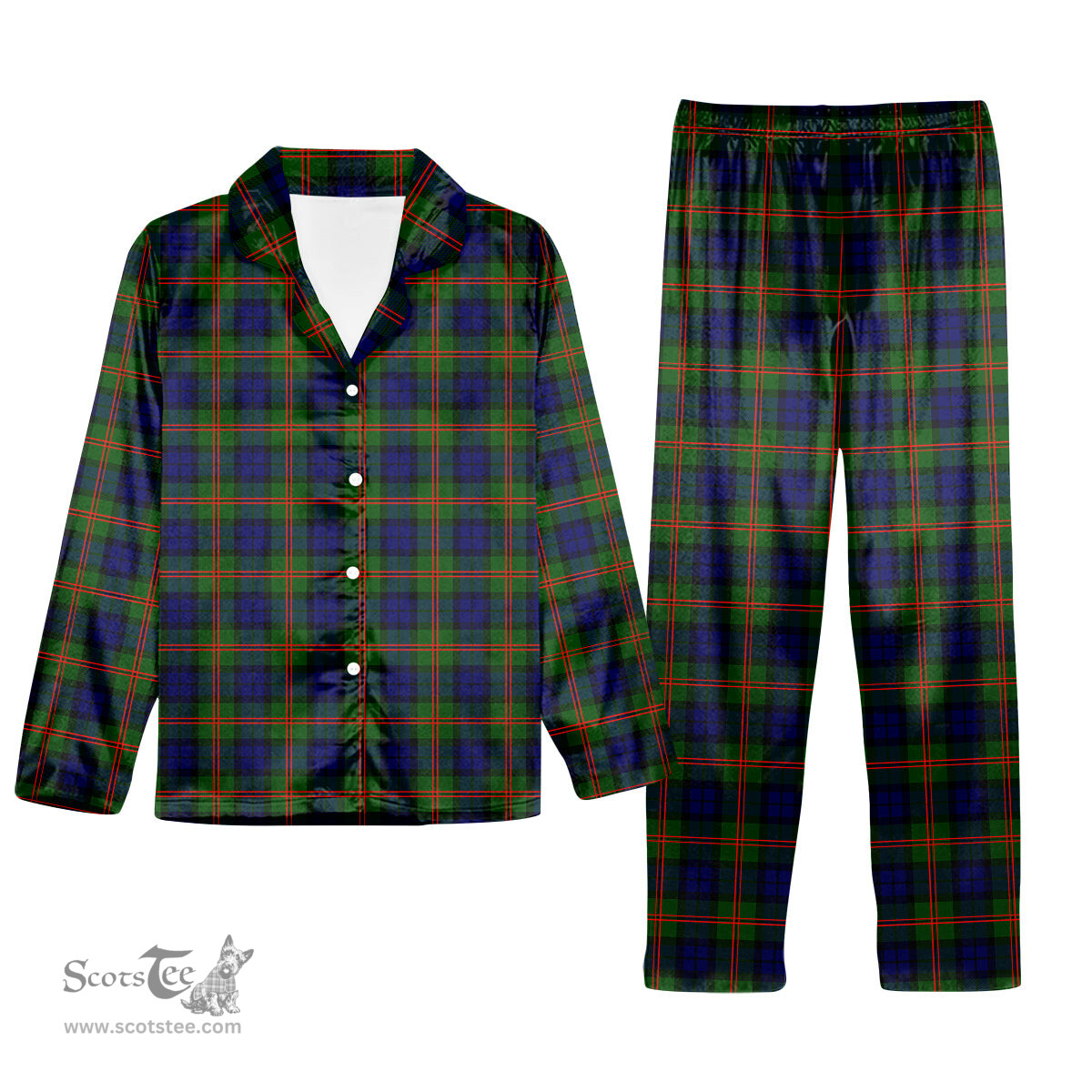 ScotsTee Shop Scottish Dundas Modern 02 Tartan Pajama Satin Velvet Flannel Pajama Set