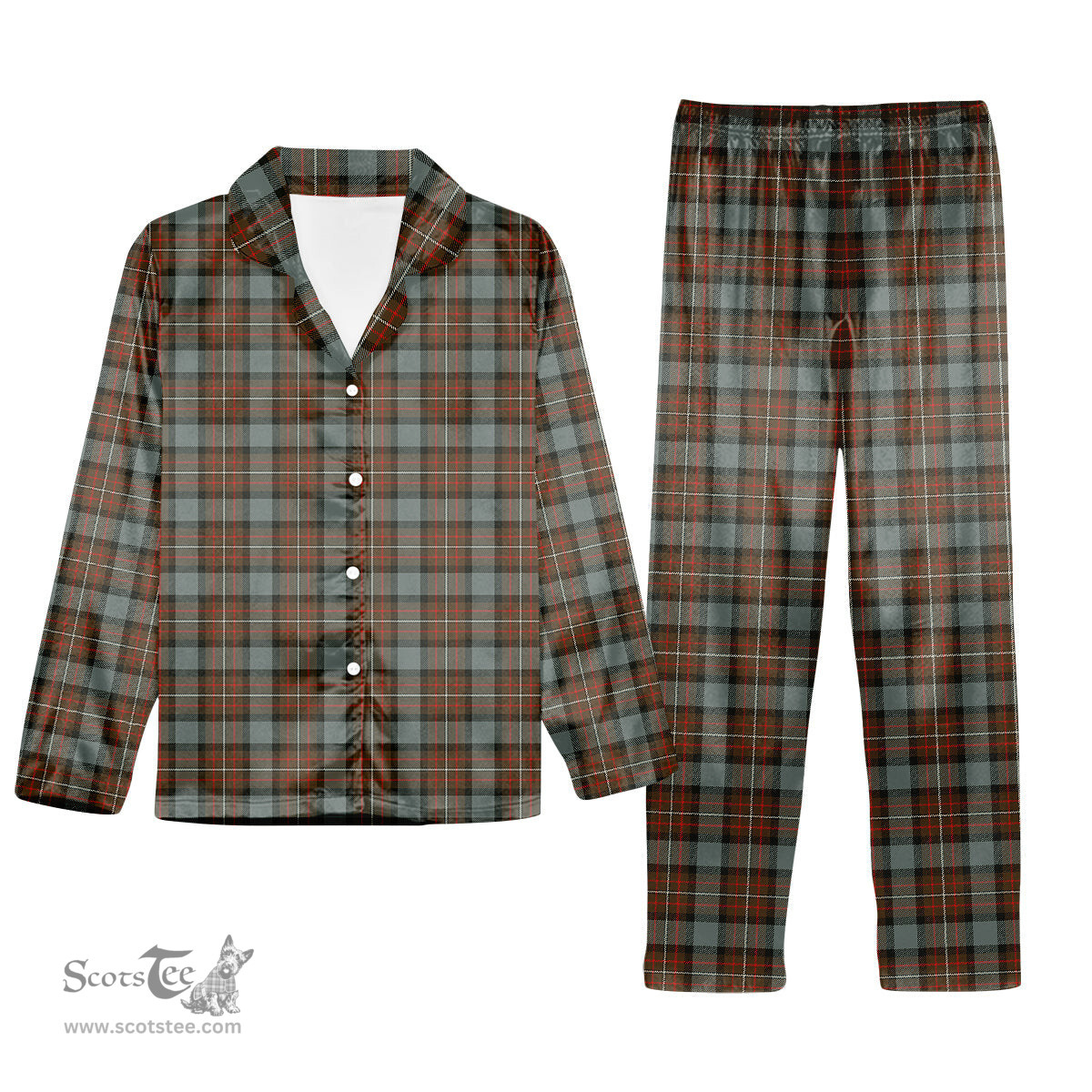 ScotsTee Shop Scottish Fergusson Weathered Tartan Pajama Satin Velvet Flannel Pajama Set