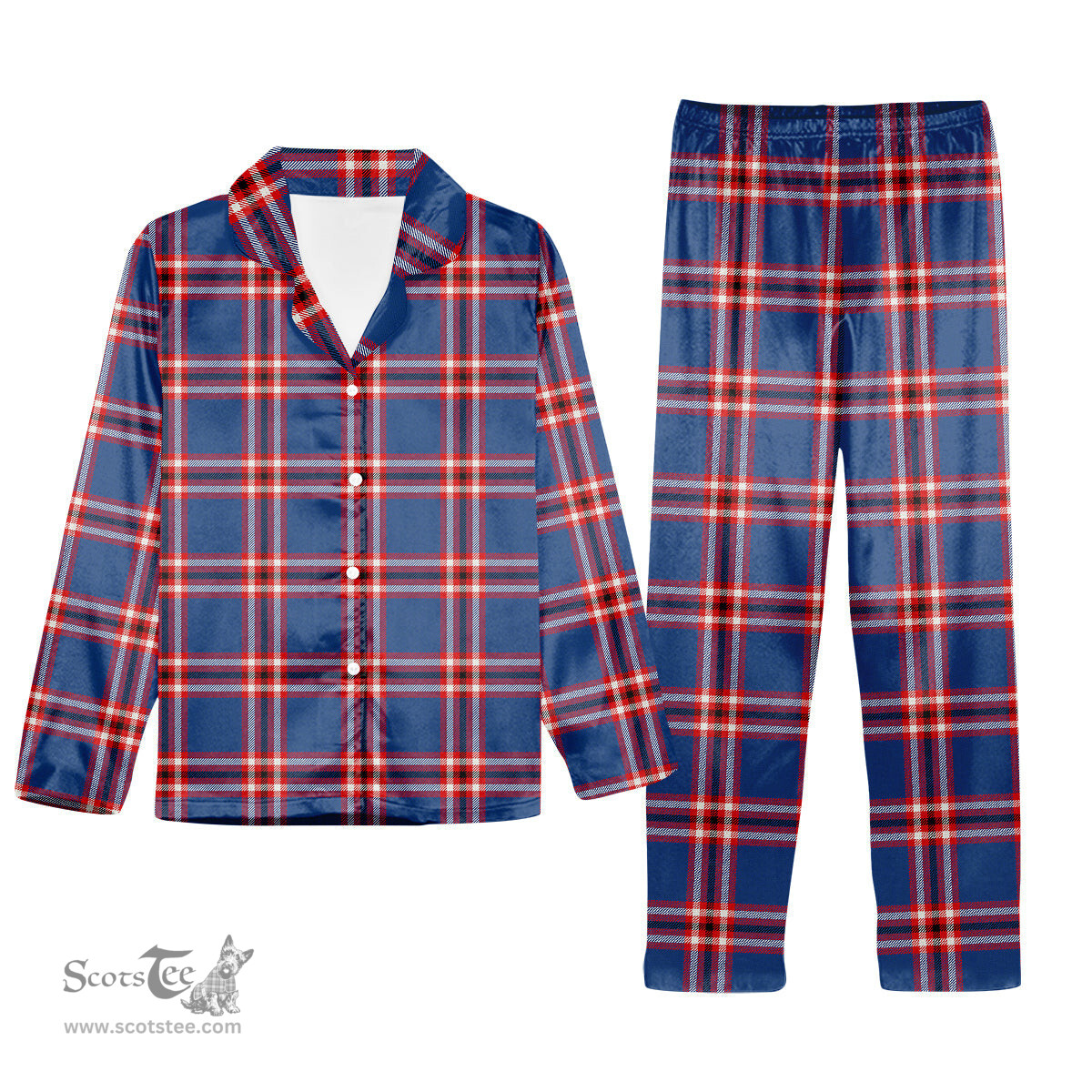 ScotsTee Shop Scottish Laing of Archiestown Modern Tartan Pajama Satin Velvet Flannel Pajama Set