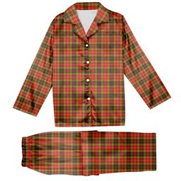 ScotsTee Shop Scottish Buchanan Old Set Weathered Tartan Pajama Satin Velvet Flannel Pajama Set