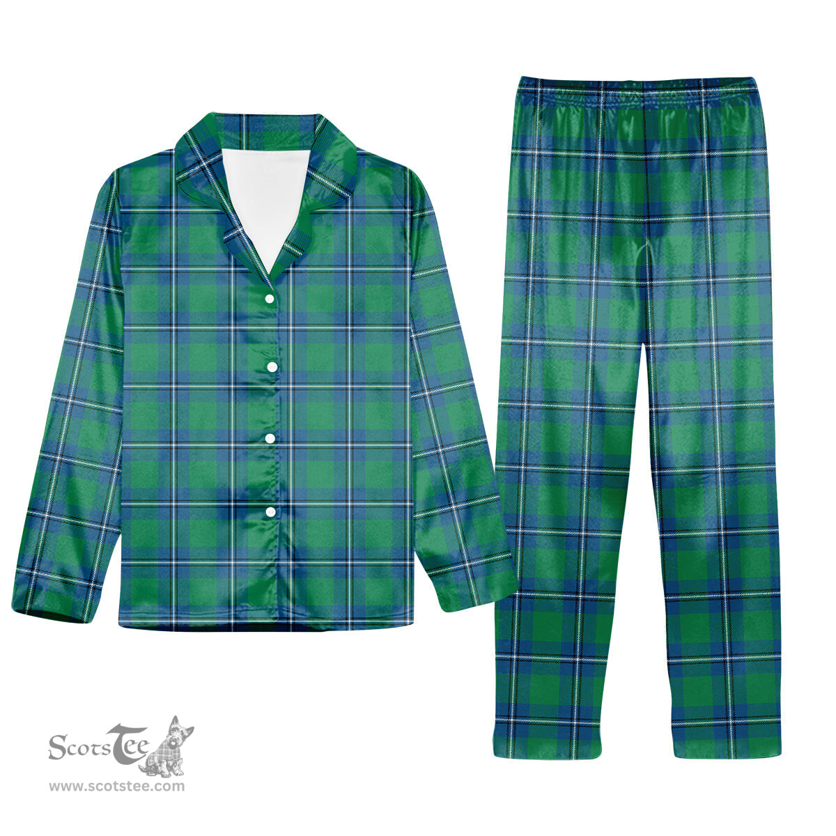 ScotsTee Shop Scottish Irvine Ancient Tartan Pajama Satin Velvet Flannel Pajama Set