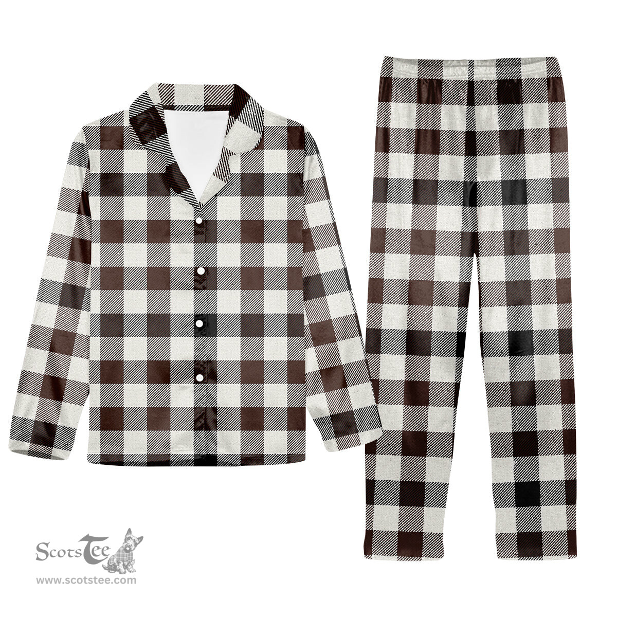 ScotsTee Shop Scottish Hog Modern Tartan Pajama Satin Velvet Flannel Pajama Set