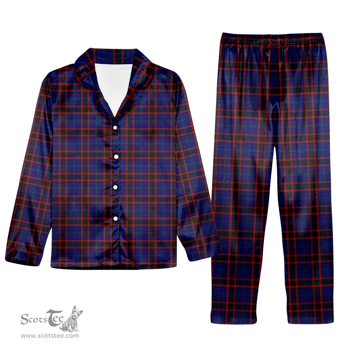ScotsTee Shop Scottish Hume Modern Tartan Pajama Satin Velvet Flannel Pajama Set