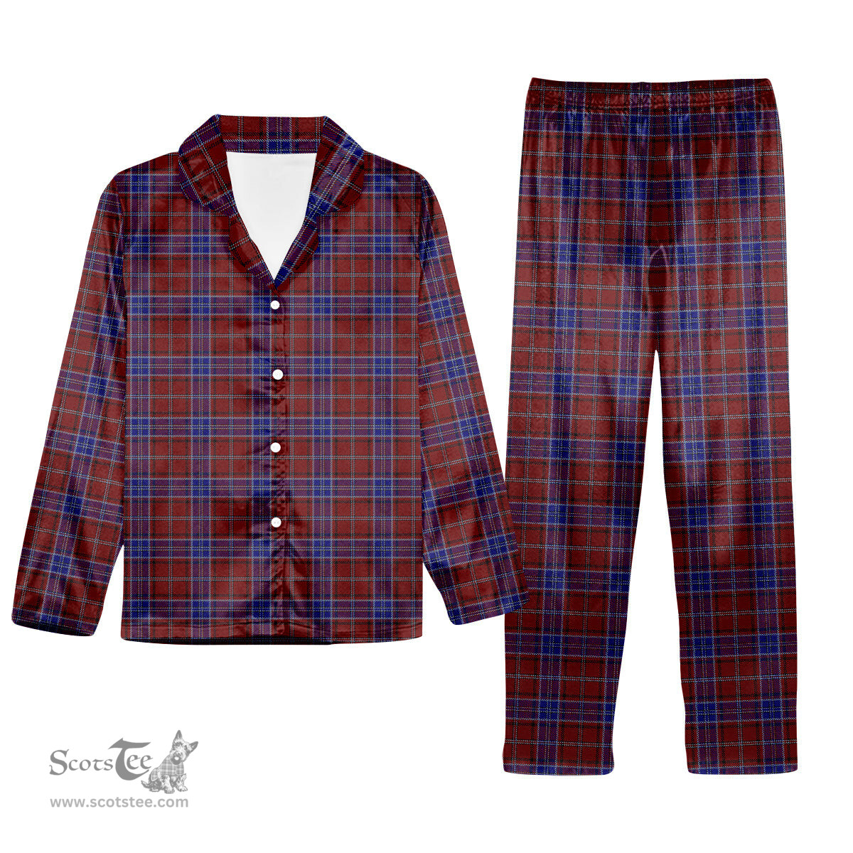 ScotsTee Shop Scottish Hudson Tartan Pajama Satin Velvet Flannel Pajama Set