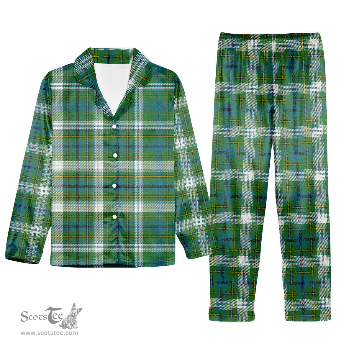 ScotsTee Shop Scottish Johnstone Dress Ancient Tartan Pajama Satin Velvet Flannel Pajama Set